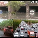 दिल्ली में पुल प्रह्लादपुर के नीचे भरा पानी, सैकड़ों जगहों पर पेड़ गिरे, कई रास्तों पर लगा जाम।