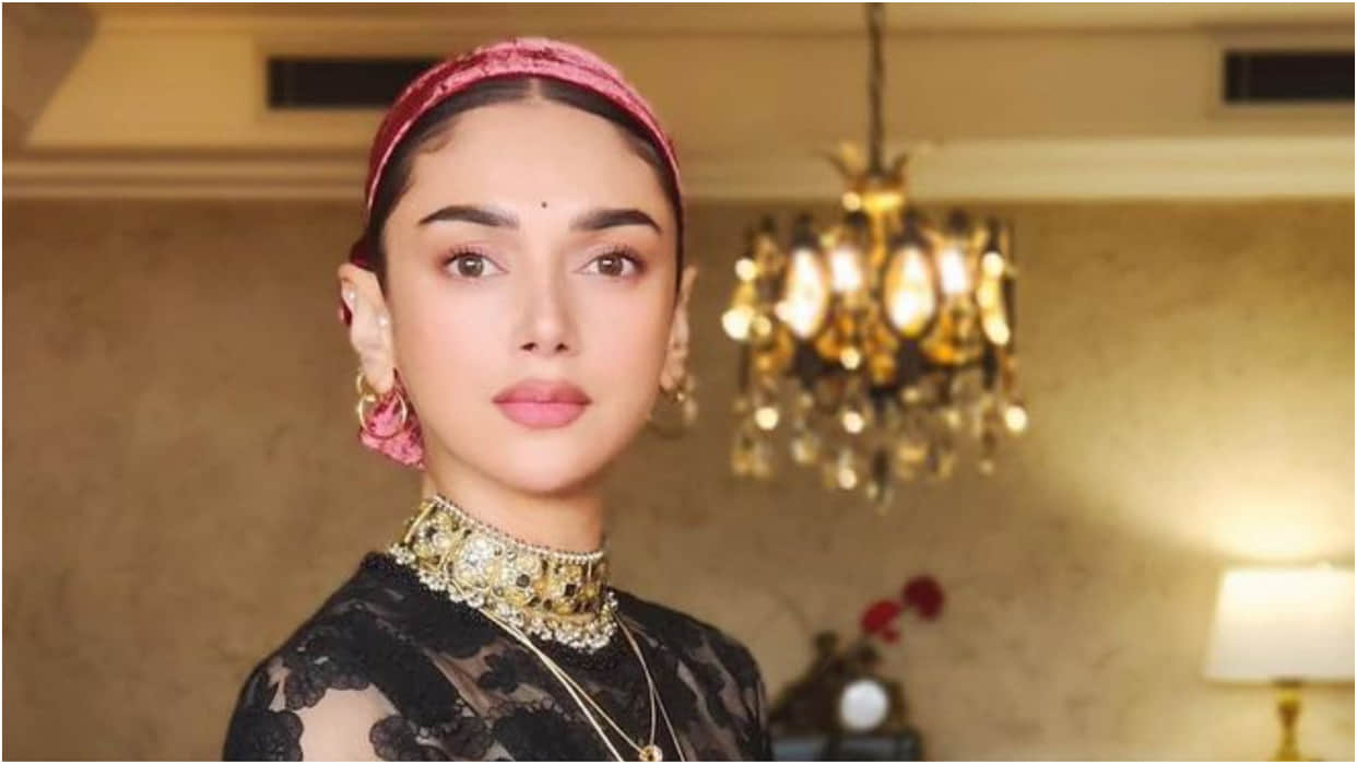 cannes film festival 2022 aditi rao hydari looks classy in sabyasachi black floor length gown