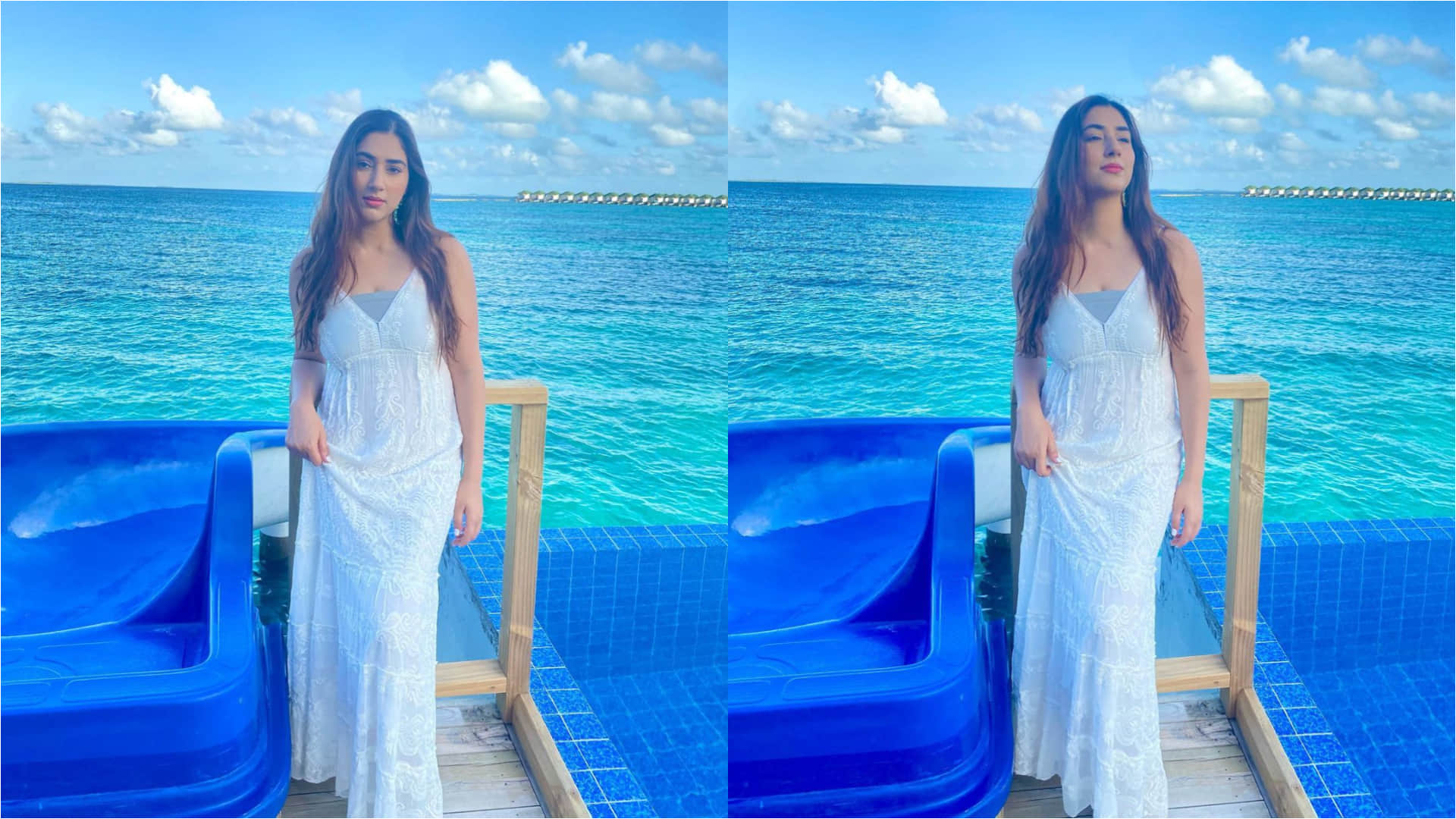 disha parmar beach vacation with friends in perfect monokini and maxi dress