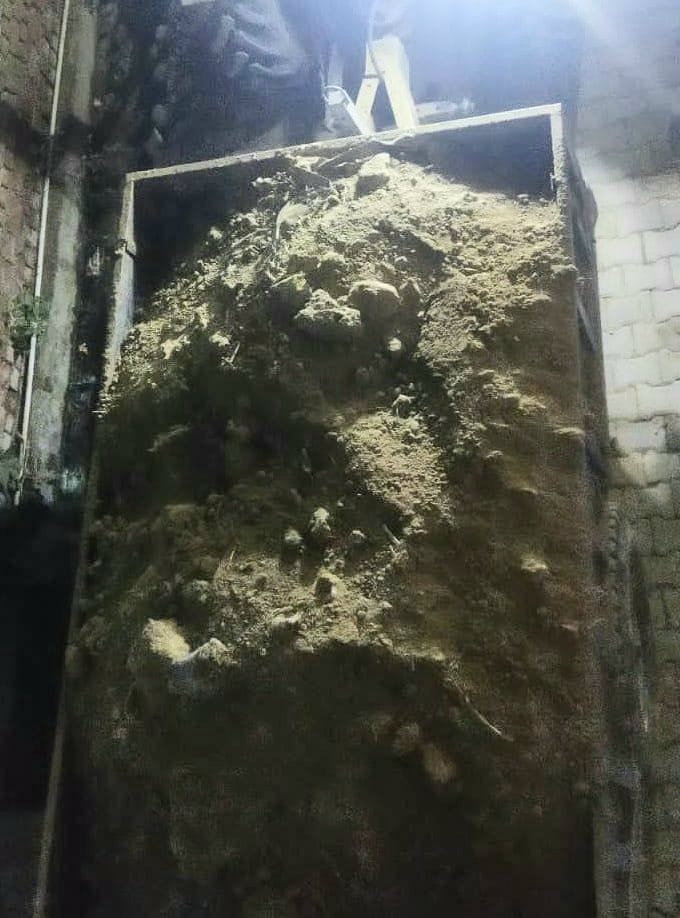Illegal mining: soil dug overnight near the cowshed