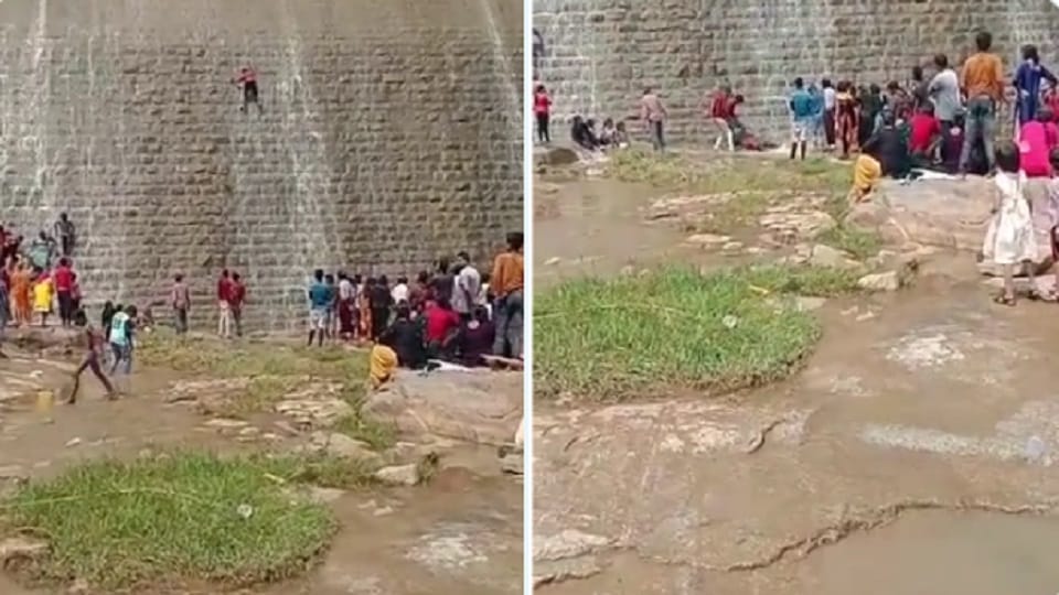 Karnataka A man fell down the wall of Srinivasa Sagara Dam in Chikkaballapur and got injured while he was attempting to scale the wall