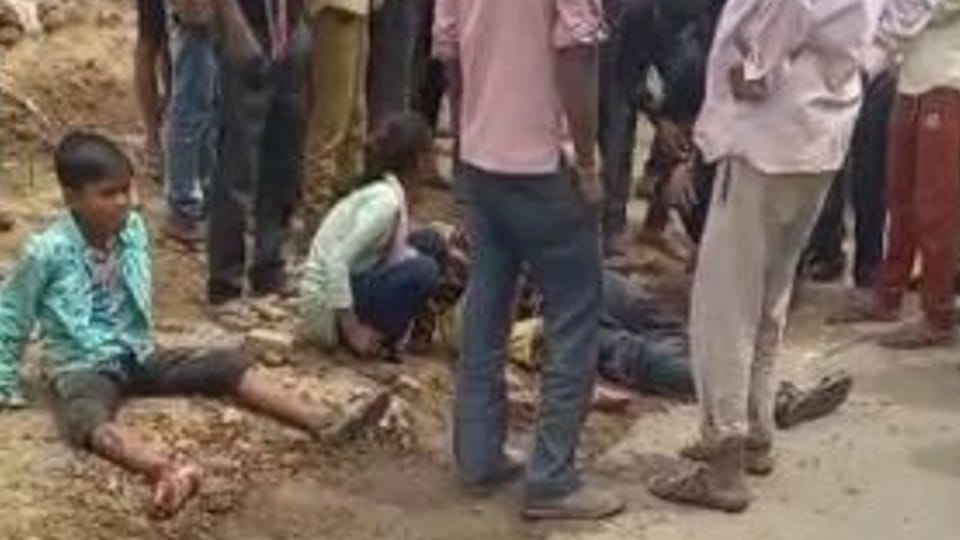 man and three children injured after tempo hit the bike on Naujheel-Raya road in Mathura