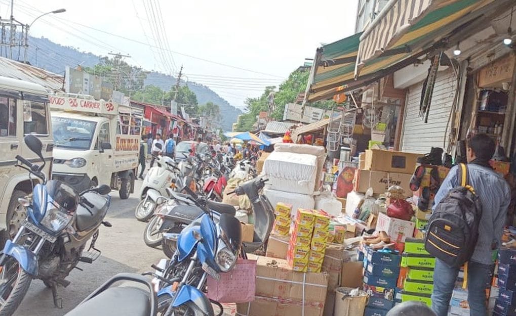 Street decorated goods outside shops