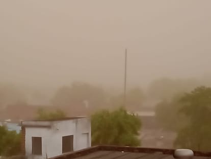 Weather Update varanasi trees fell in many places and tinsheds flew due to dust wind storm