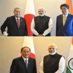 जापान के तीन पूर्व प्रधानमंत्रियों के साथ पीएम मोदी।