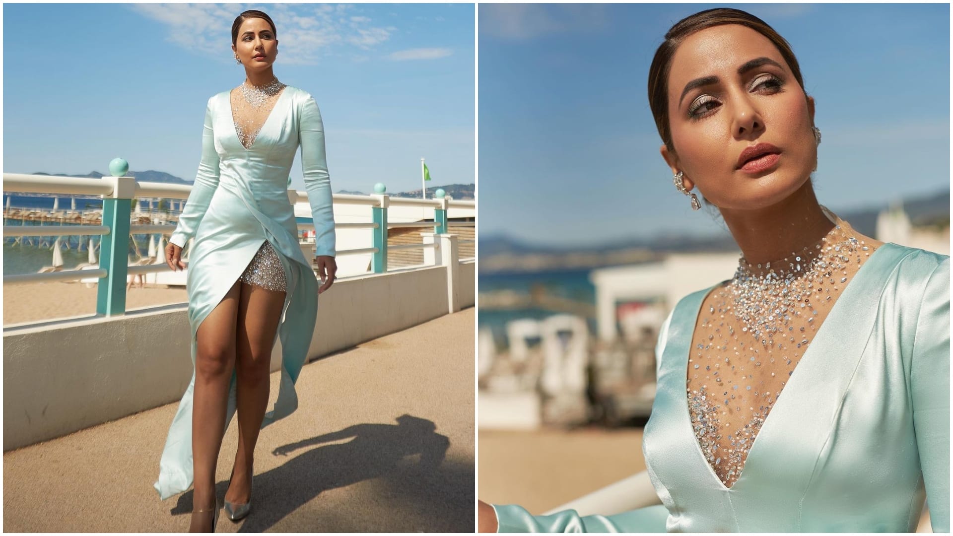 hina khan raises temperature high in backless purple crop top