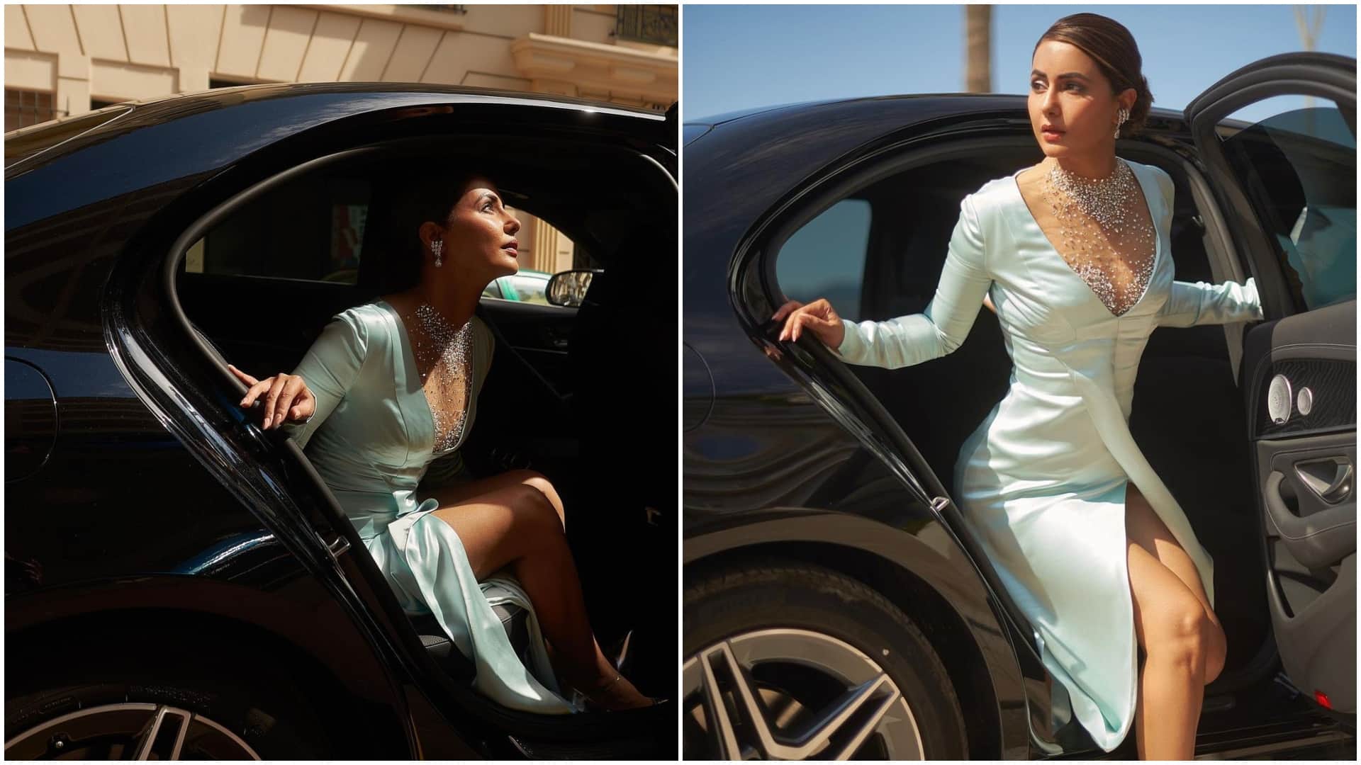 Hina Khan Slays in Ice Blue High Slit Gown at cannes film festival 2022, Fans Loves Her Look