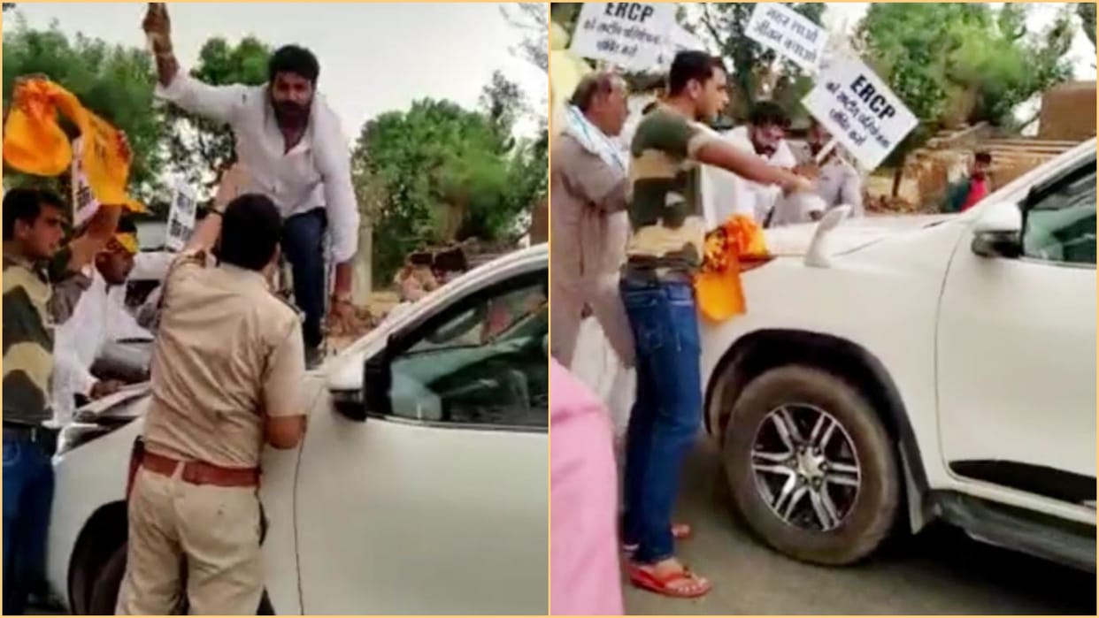 Four arrested for creating ruckus by climbing on the car of Karauli-Dholpur MP Manoj Rajoria