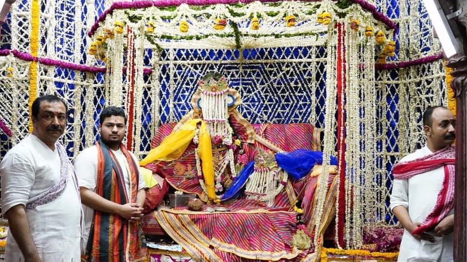 thousands of devotees gathered in byahula mahotsava in thakur radhaballabh temple vrindavan