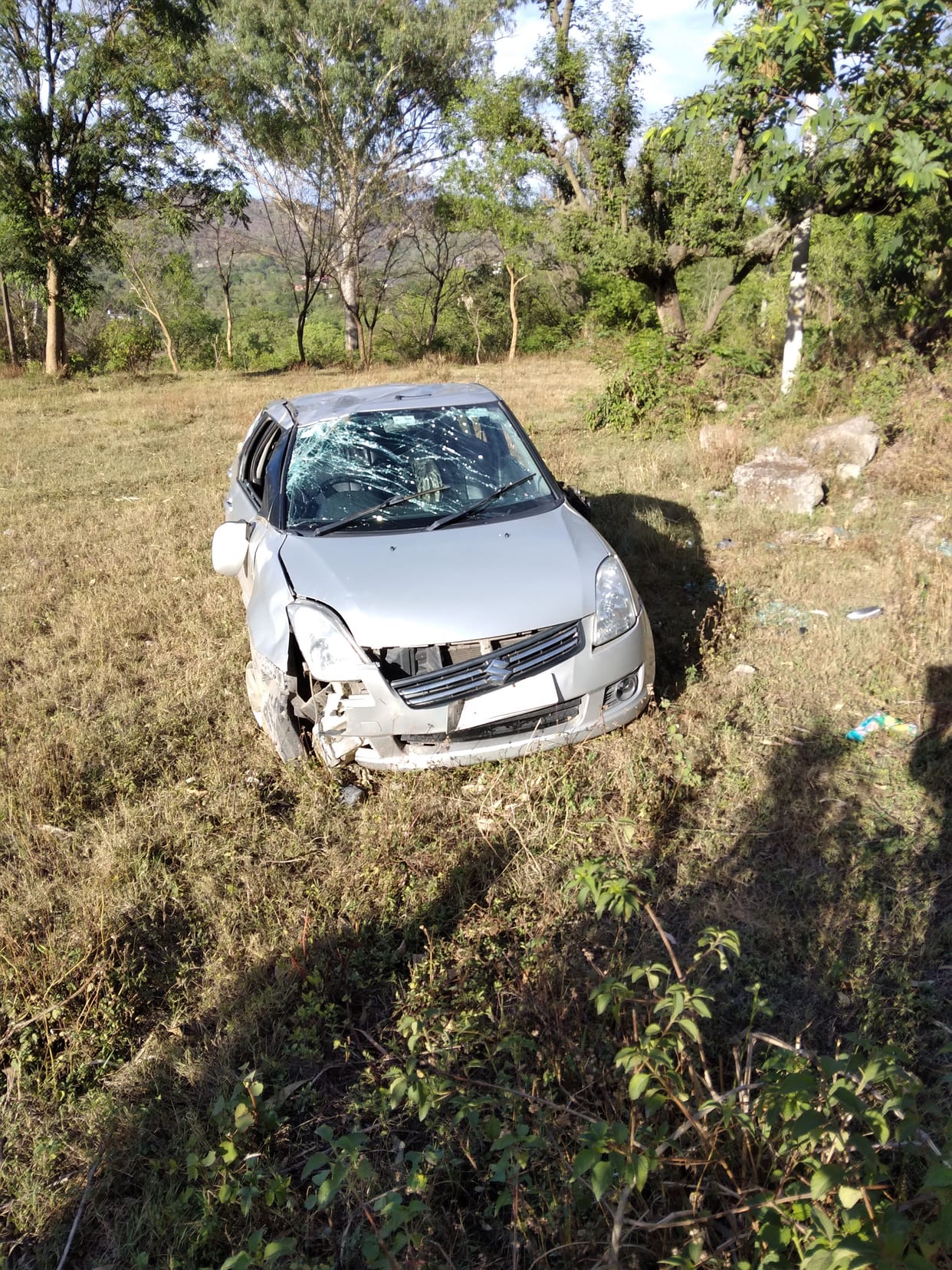 Uncontrolled car rolled 10 feet below NH in Rangas, five injured