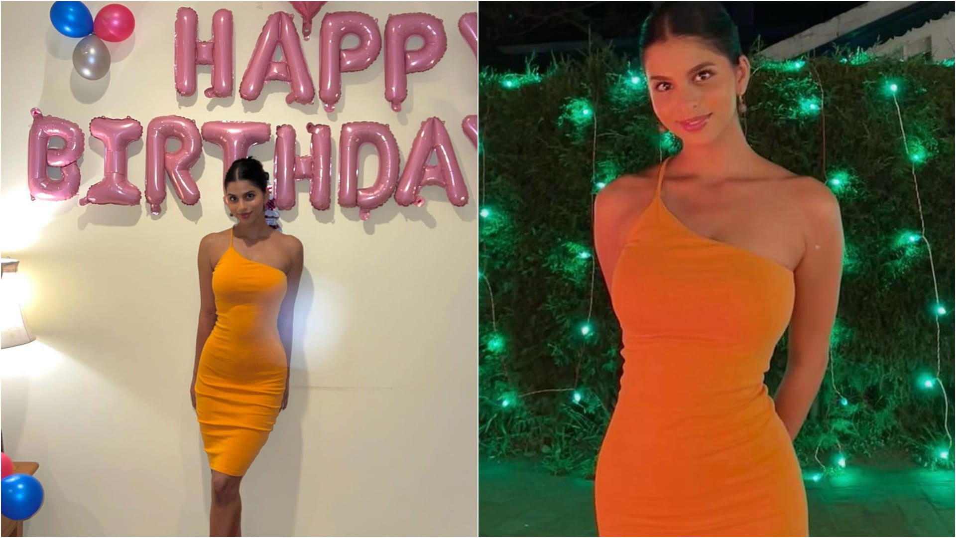 suhana khan celebrate 22nd birthday wearing extremely figure hugging one shoulder dress with friends