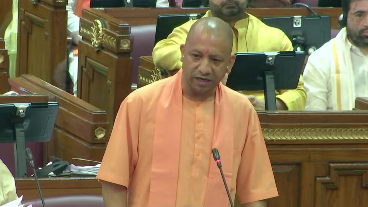 CM Yogi Adityanath speaks in Vidhan Parishad in Lucknow.