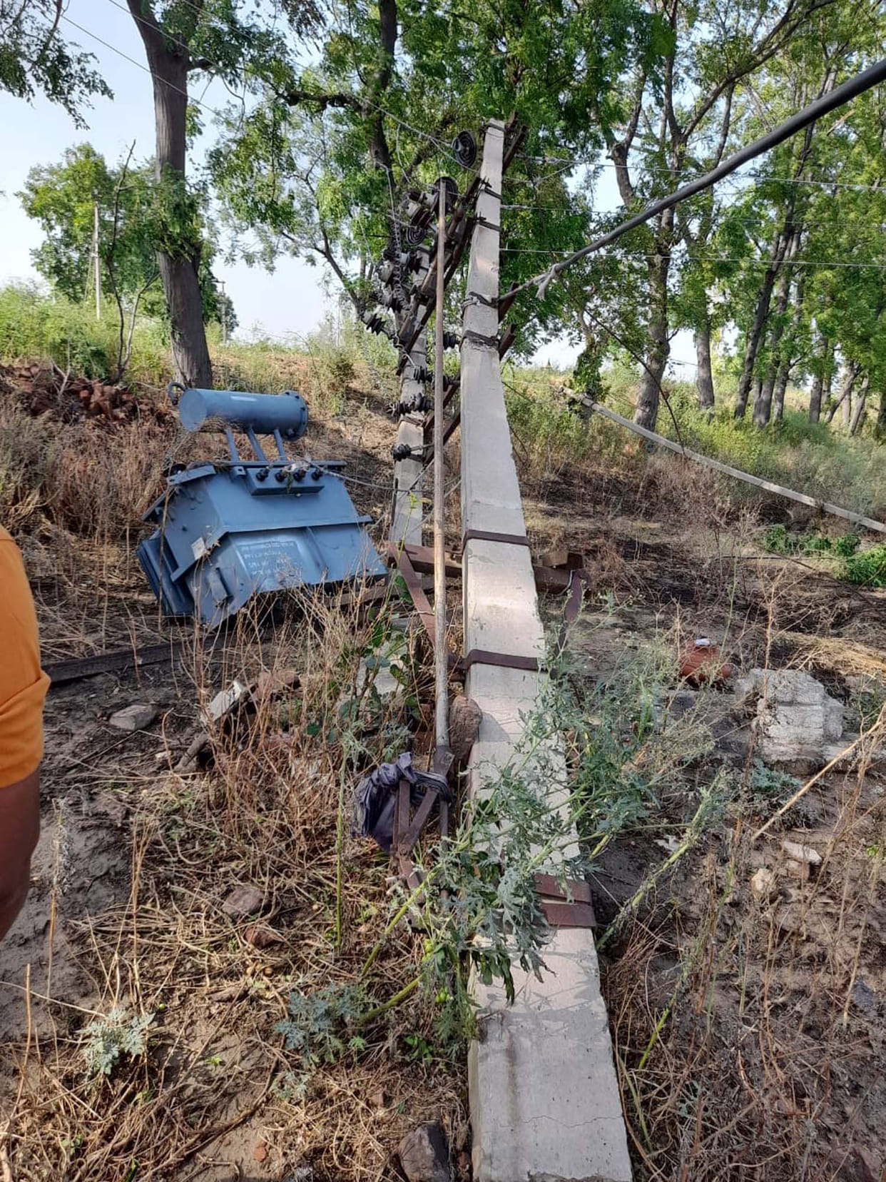 Poles, transformers broken by storm
