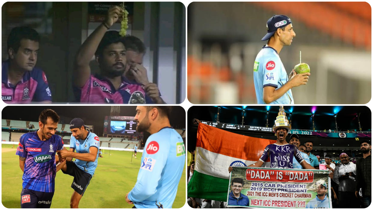 IPL 2022 GT vs RR Match Highlights in Hindi sanju samson grapes and Ashish nehra enjoys coconut water