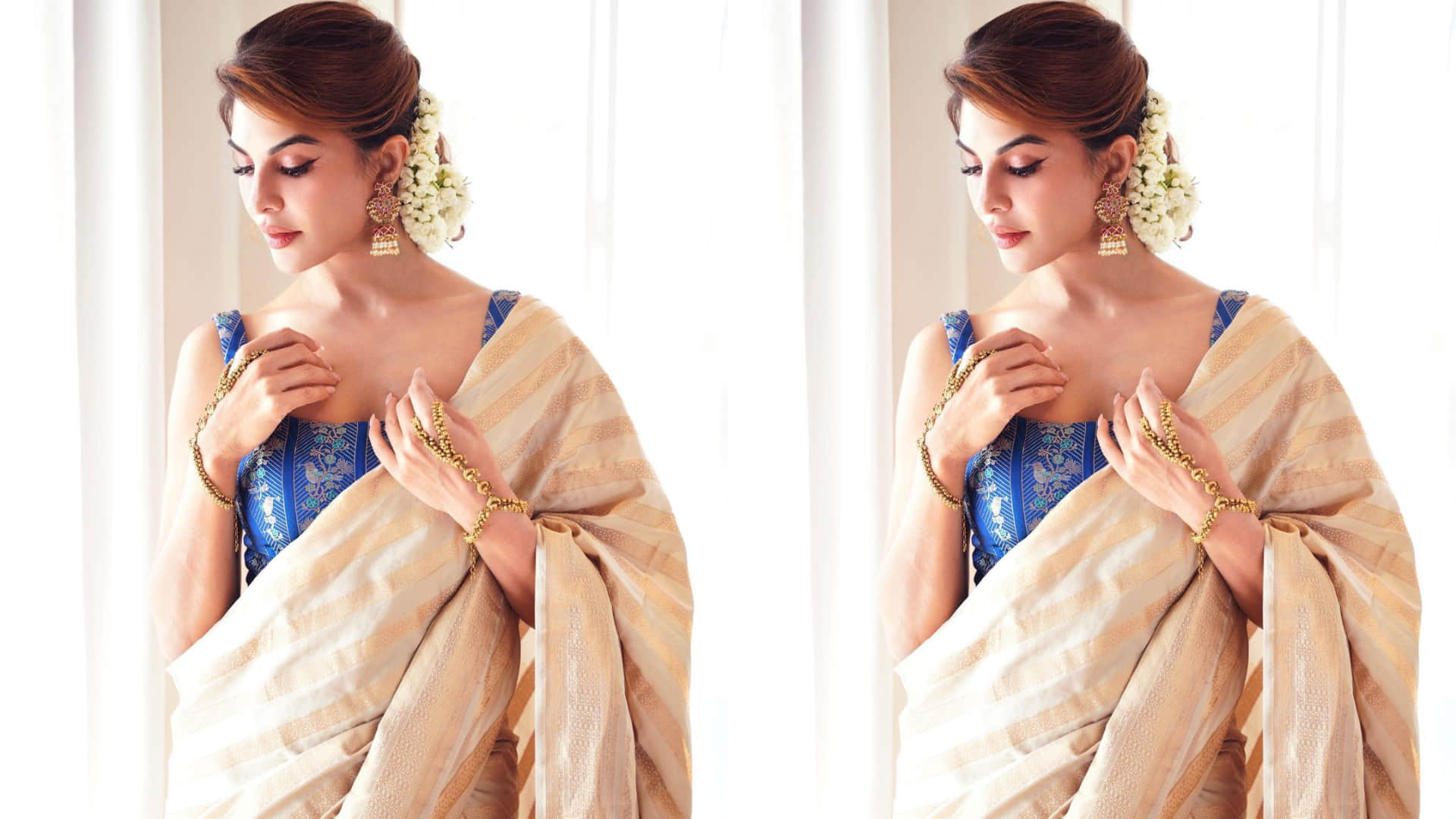 jacqueline fernandez look beautiful in gajra and jhumka in latest photoshoot