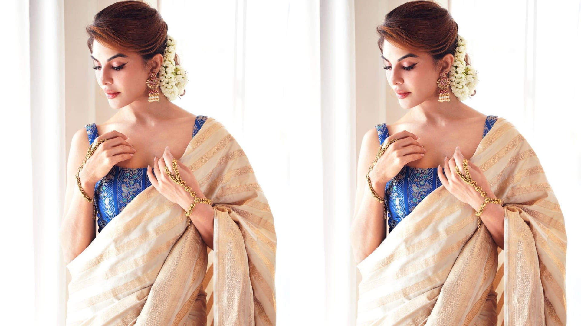 jacqueline fernandez look beautiful in gajra and jhumka in latest photoshoot