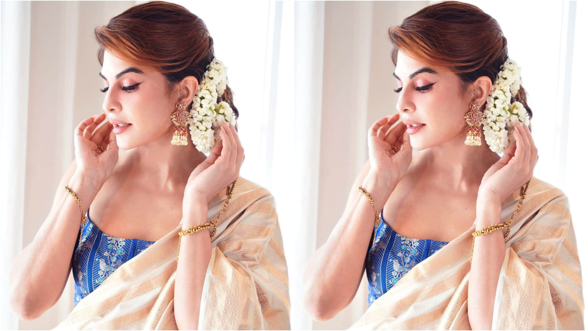 jacqueline fernandez look beautiful in gajra and jhumka in latest photoshoot