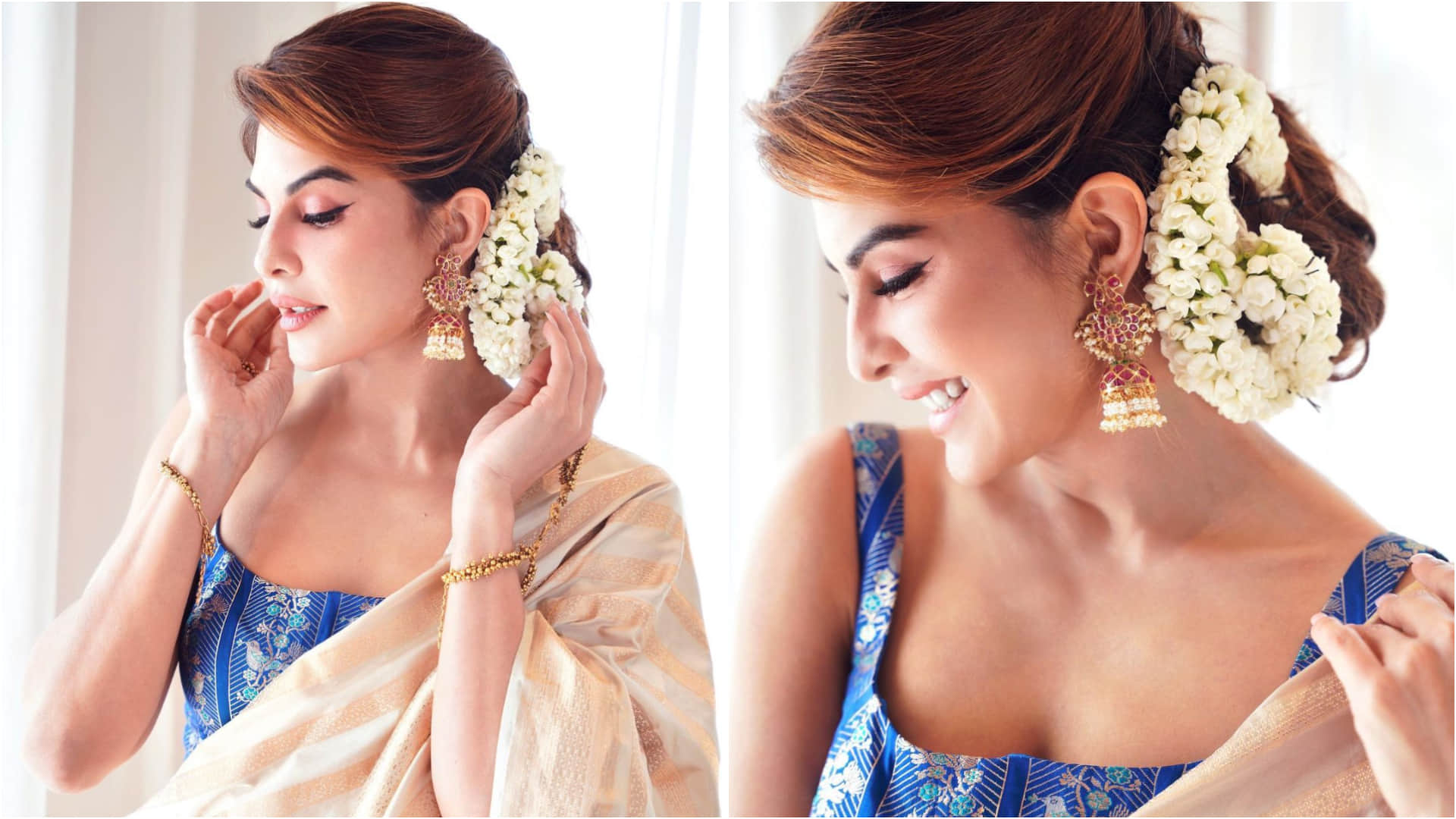 jacqueline fernandez look beautiful in gajra and jhumka in latest photoshoot