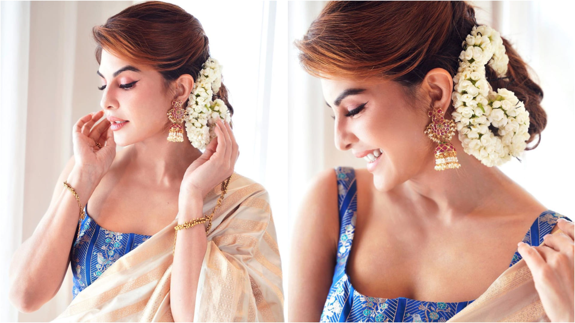 jacqueline fernandez look beautiful in gajra and jhumka in latest photoshoot