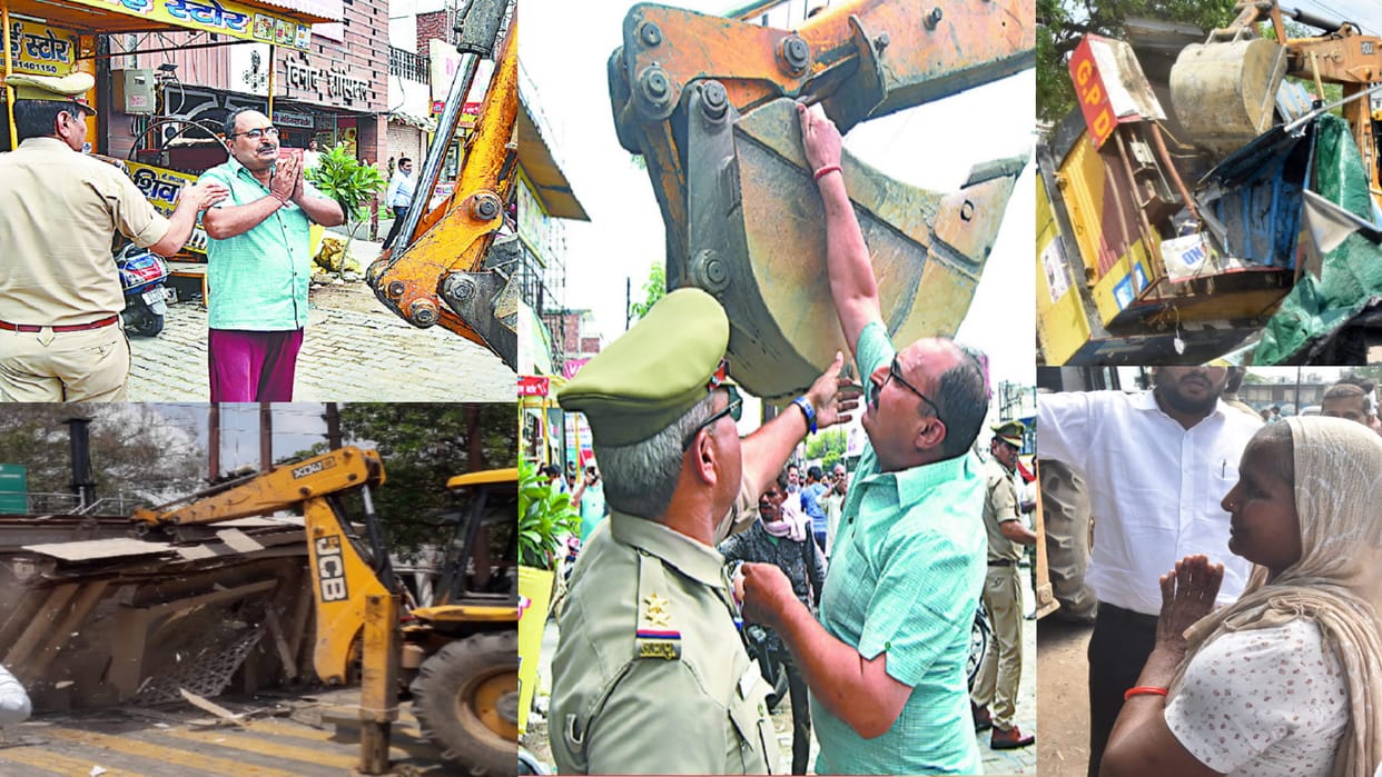 Meerut News: Municipal officials removed the encroachment by bulldozer see photos