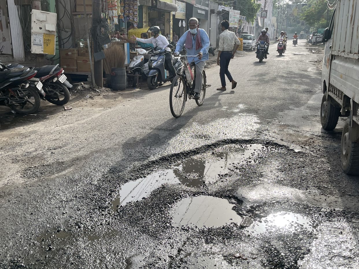 Potholes in the road, Municipal Corporation silent