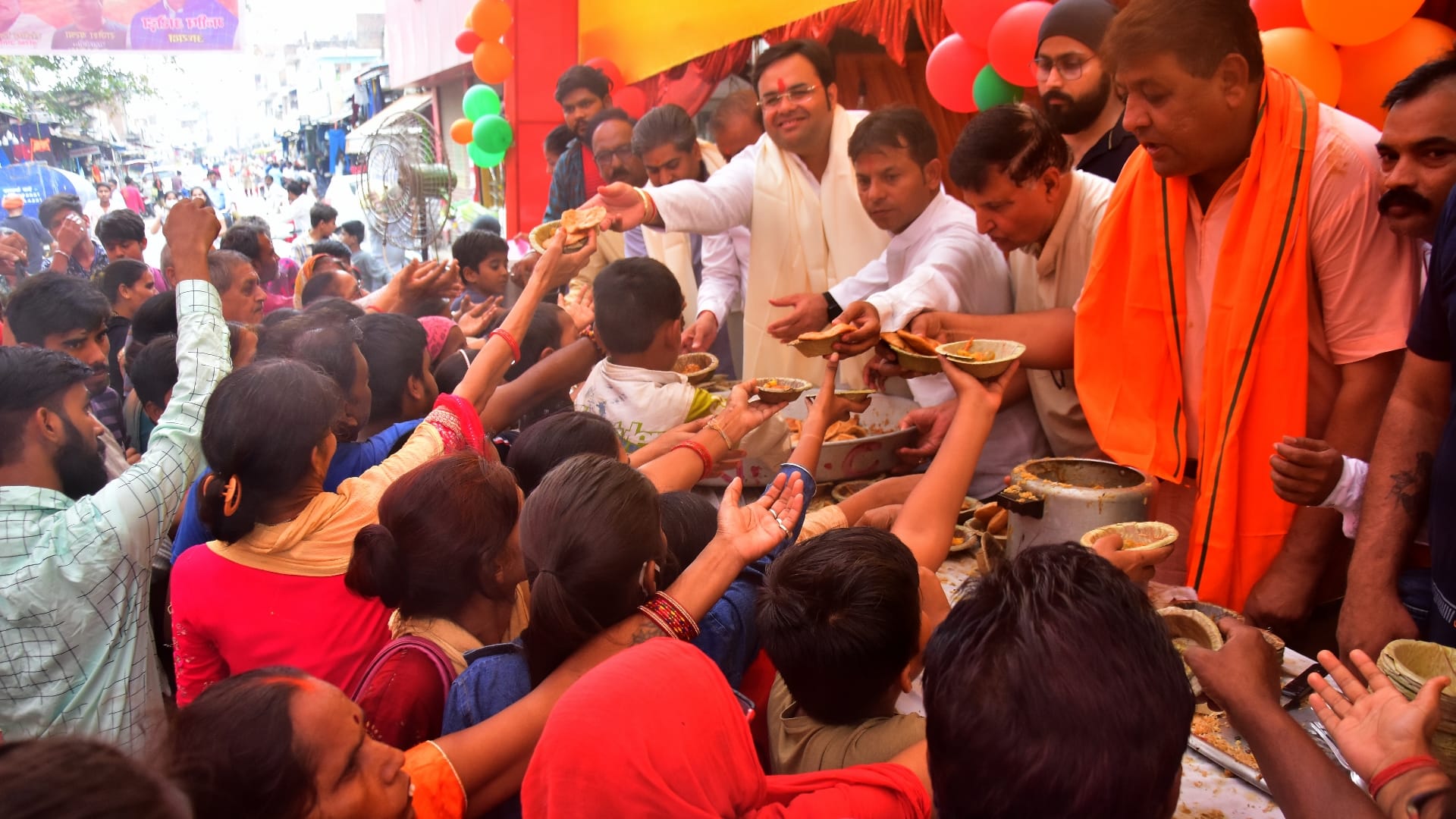 People celebrate bada mangal in Lucknow.
