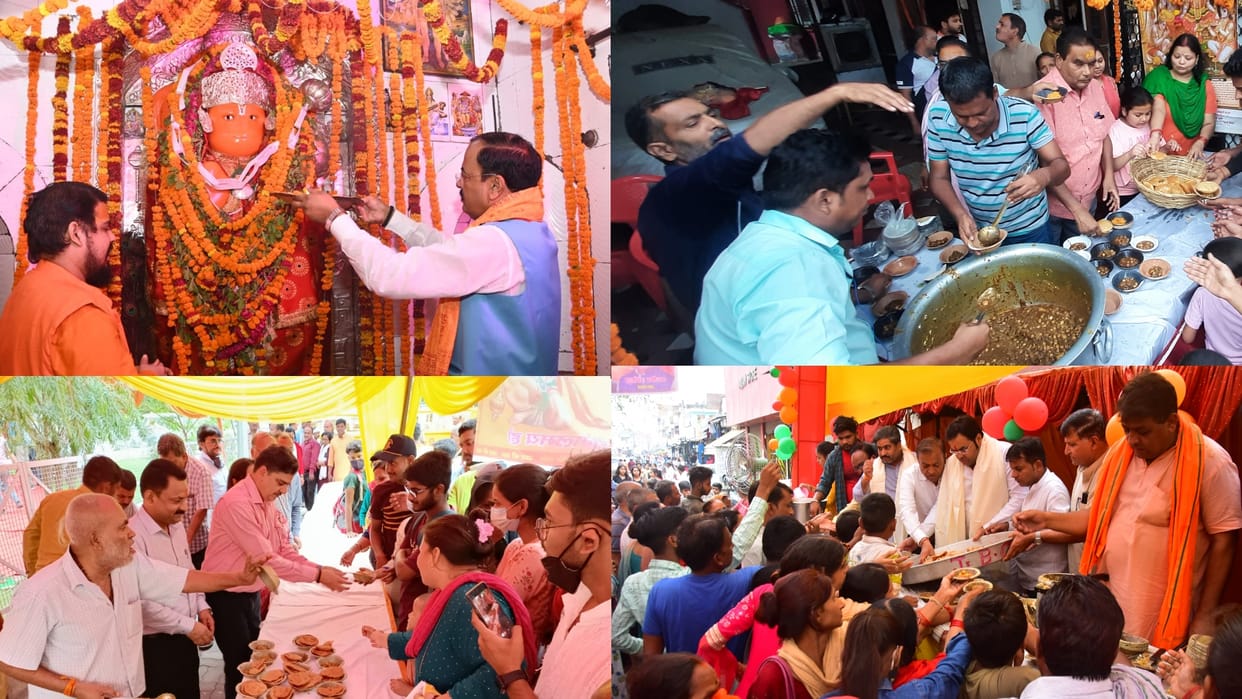 People celebrate bada mangal in Lucknow.