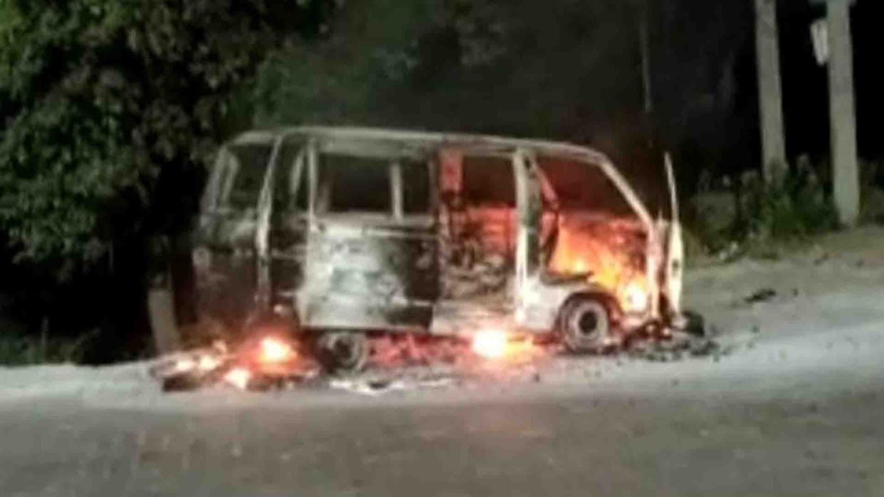 Fire in moving van in hardoi up