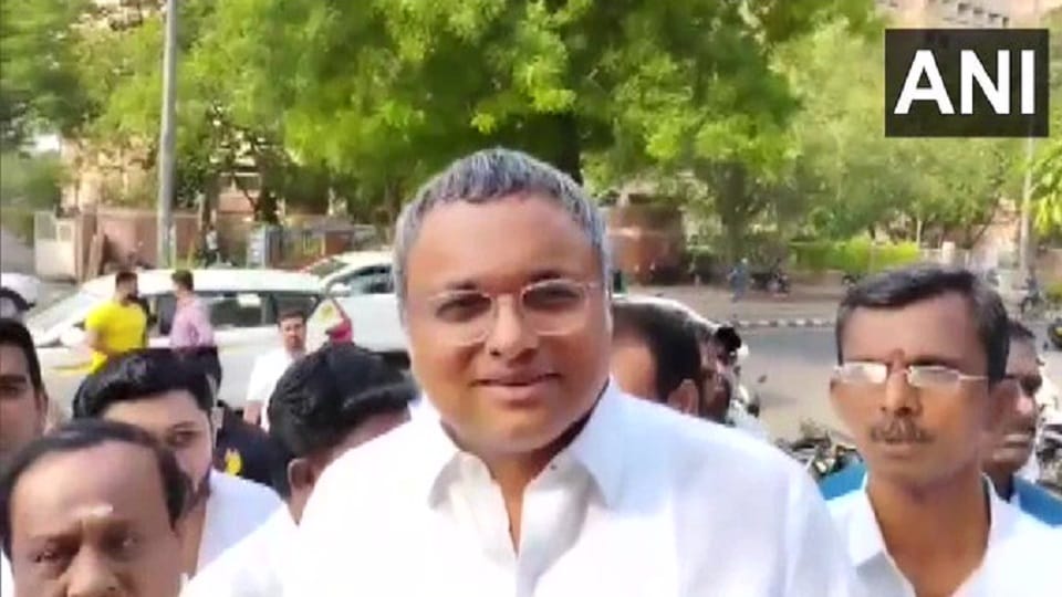 Congress MP Karti Chidambaram arrives at CBI Headquarters in connection with the alleged visa scam case