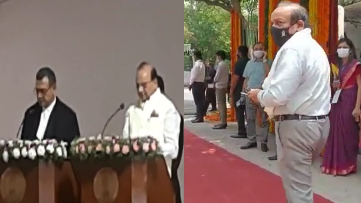 Delhi LG vinay kumar saxena oath ceremony live updates dr harshvardhan leaves ceremony in anger read all updates