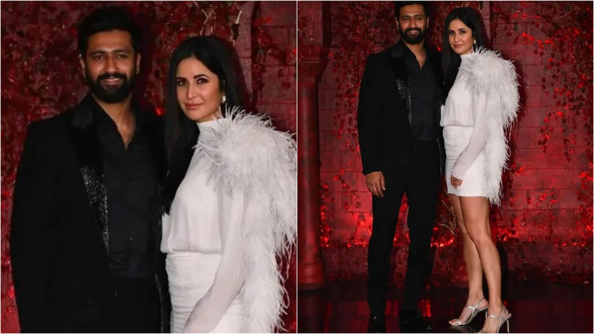 katrina kaif in white mini dress with feather detailing in karan johar birthday party