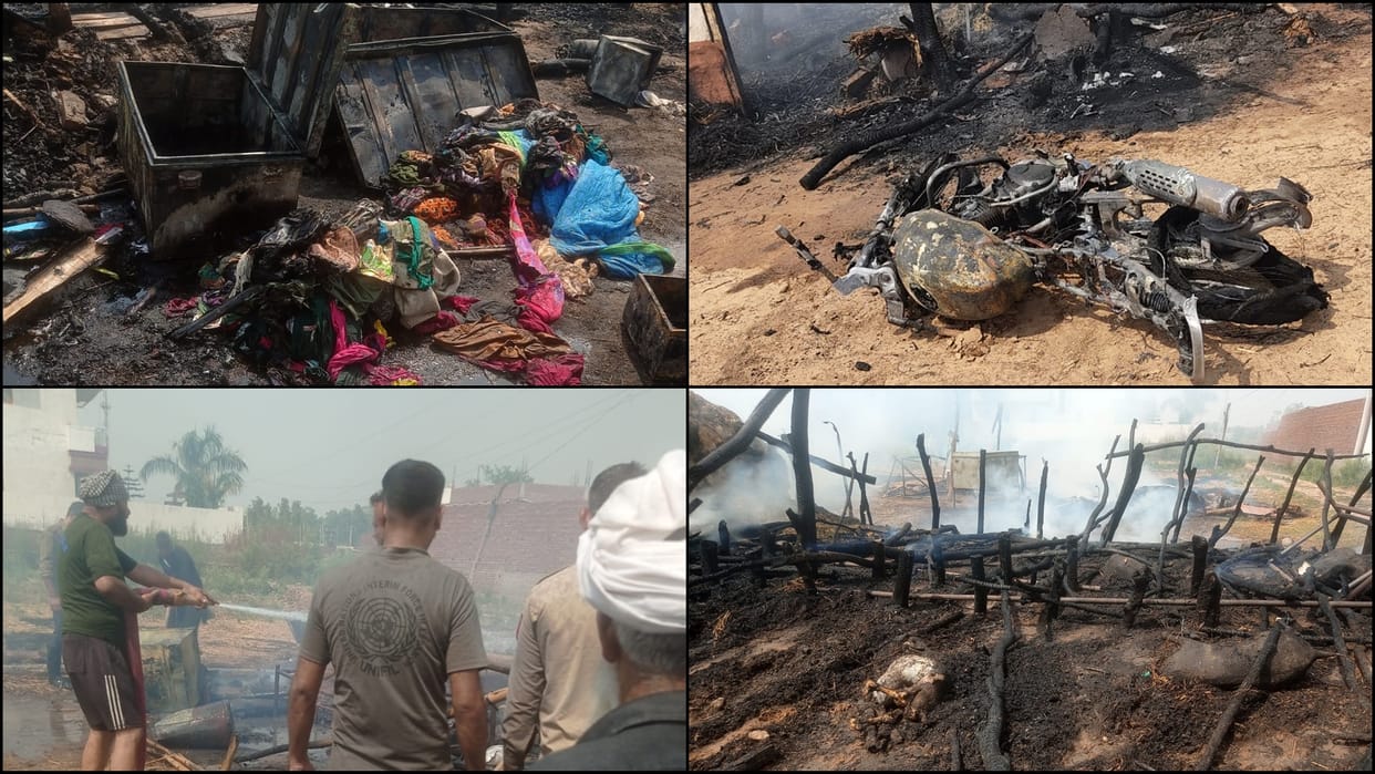 jammu RS Pura fire broke out in kulliyan village three cattle and goods burnt