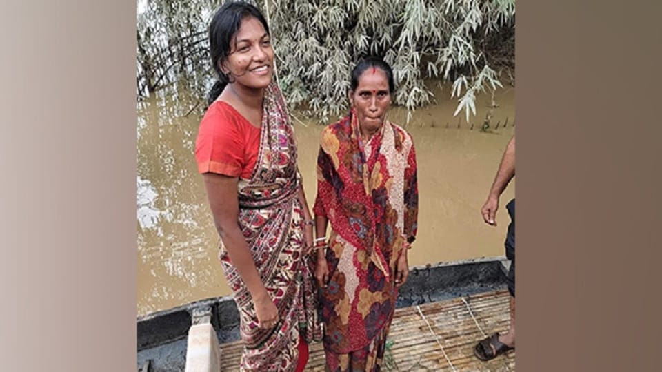 IAS officers Keerthi Jalli descended into the mud to take stock of the Assam flood affected areas