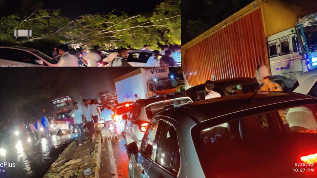 Weather Update in UP: NH-58 was jammed during the storm and rain and people faced problems