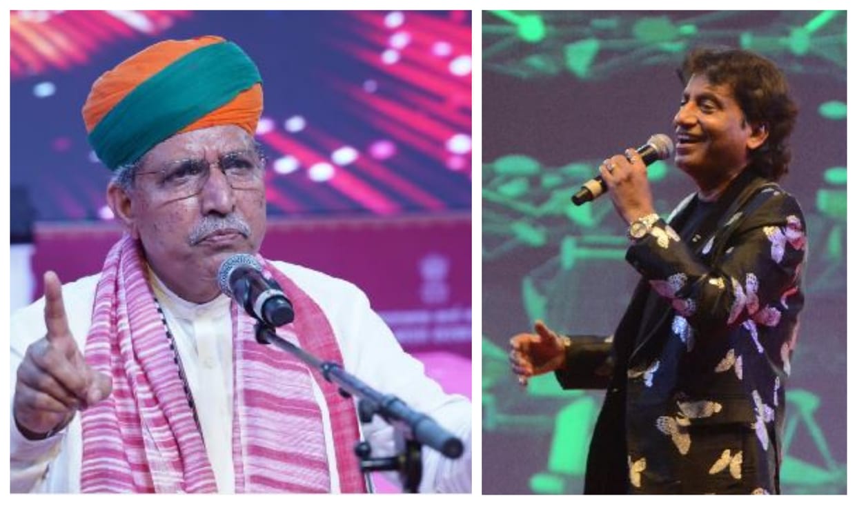 Arjun Ram Meghwal mingled with Rajasthani folk singer Padmashree Ustad Anwar Khan in Hunar Haat agra 