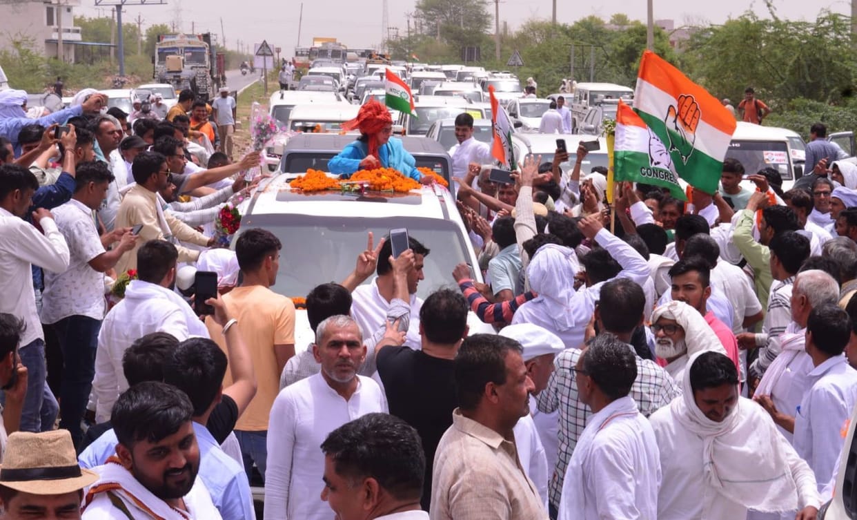 Crowd gathered to welcome Congress working state president Shruti Choudhary, it took 5 hours to cover the route of 30 minutes