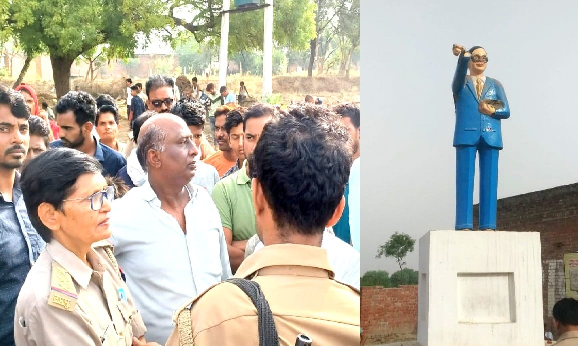 Anarchists broke Ambedkar's statue in Auraiya, officials gave instructions to install a new statue