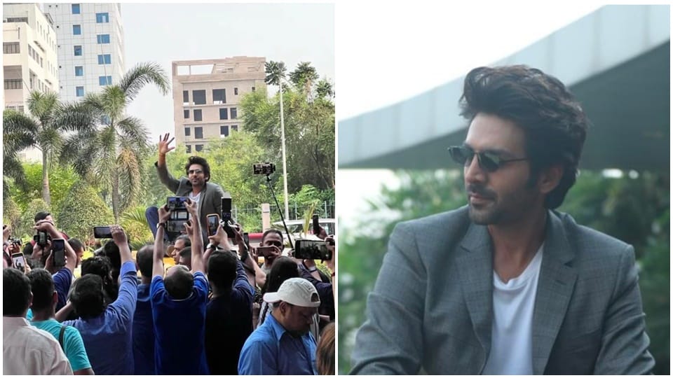 Kartik Aaryan reached Kolkata for promotion of Bhool Bhulaiyaa 2 and greeted fans by boarding a yellow taxi on howrah bridge