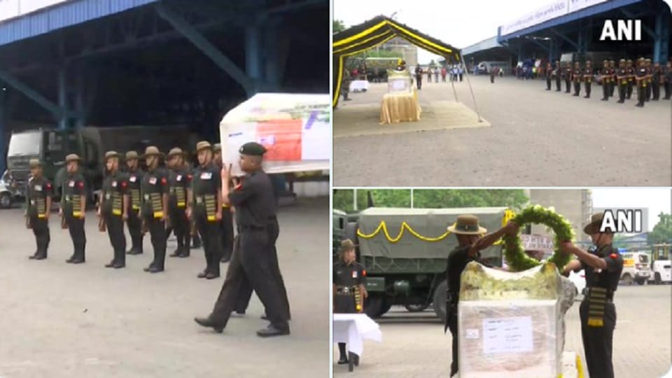 Last respects paid to Lance Naik Bappaditya Khutia who lost his life in road accident in Turtuk, Ladakh on May 27