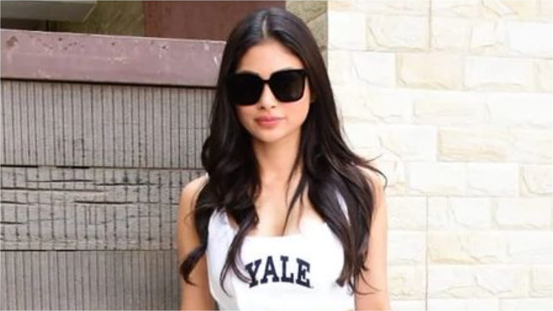 mouni roy look so glamorous in casual outing wearing mini skirt with white corset top