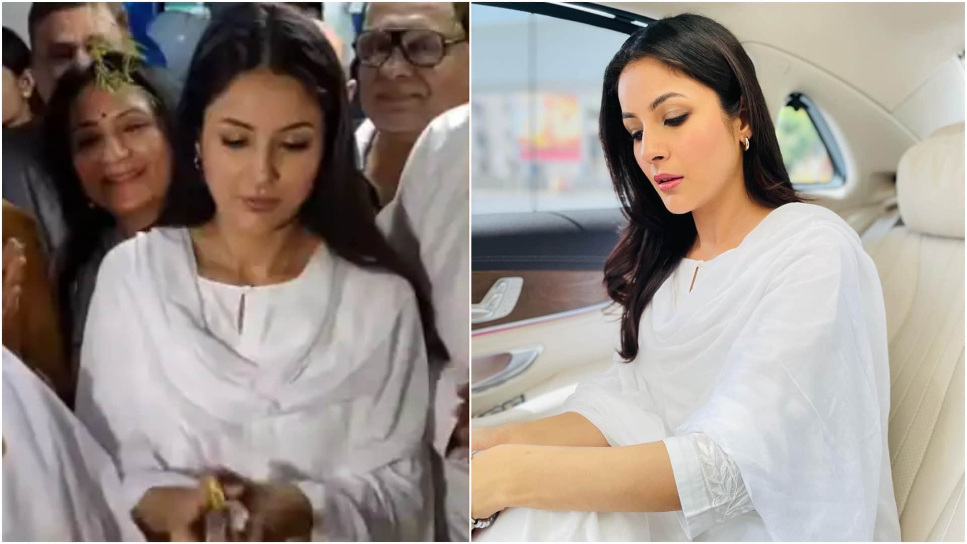 Shehnazz Gill Looks Gorgeous In White As she Attends An event At Brahmakumaris Hospital