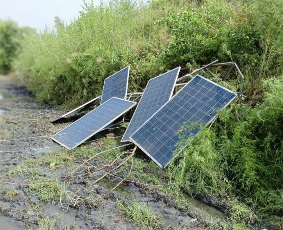 Trees, sheds and solar panels fell by the storm