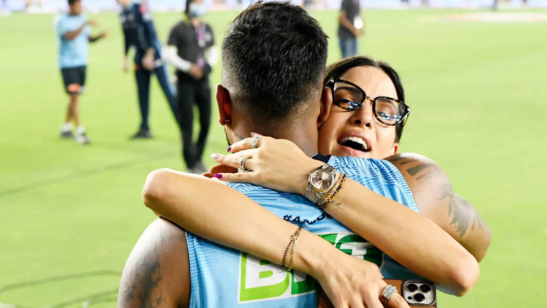 IPL 2022 Final GT vs RR Photos: Wife Natasha Stankovic hugged Hardik Pandya after Gujarat Titans become champion, got emotional too, coach Ashish Nehra  fun moment with captain