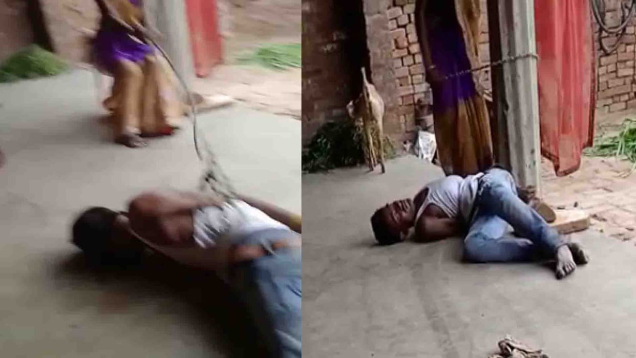 Etawah Crime News, video viral of wife beating husband