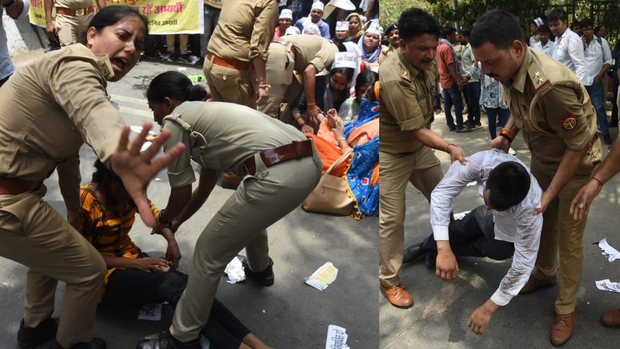 Applicants of assistant teachers protest on parivartan chauk.