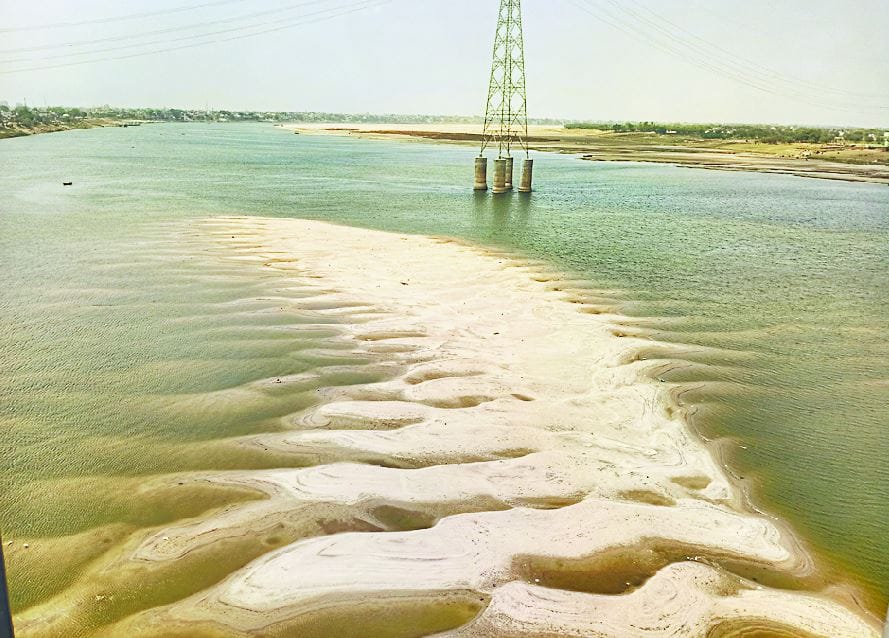 Ganga Water Level Decreasing in Varanasi sand dunes emerged at many places due to heat