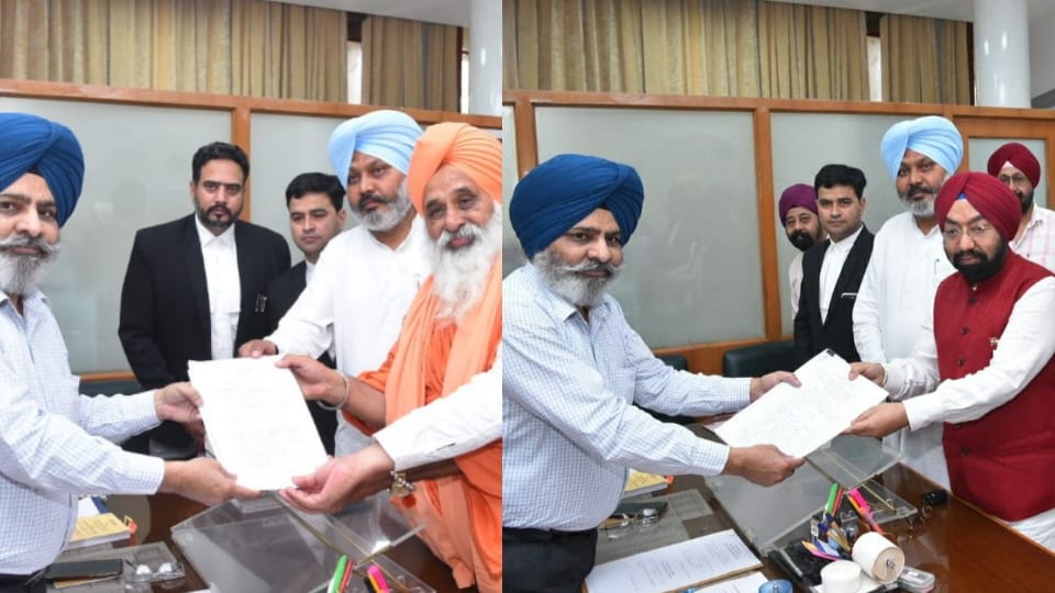 Sant Balbir Seechewal and Vikramjit Singh Sahney file their nominations for Rajya Sabha elections from Punjab