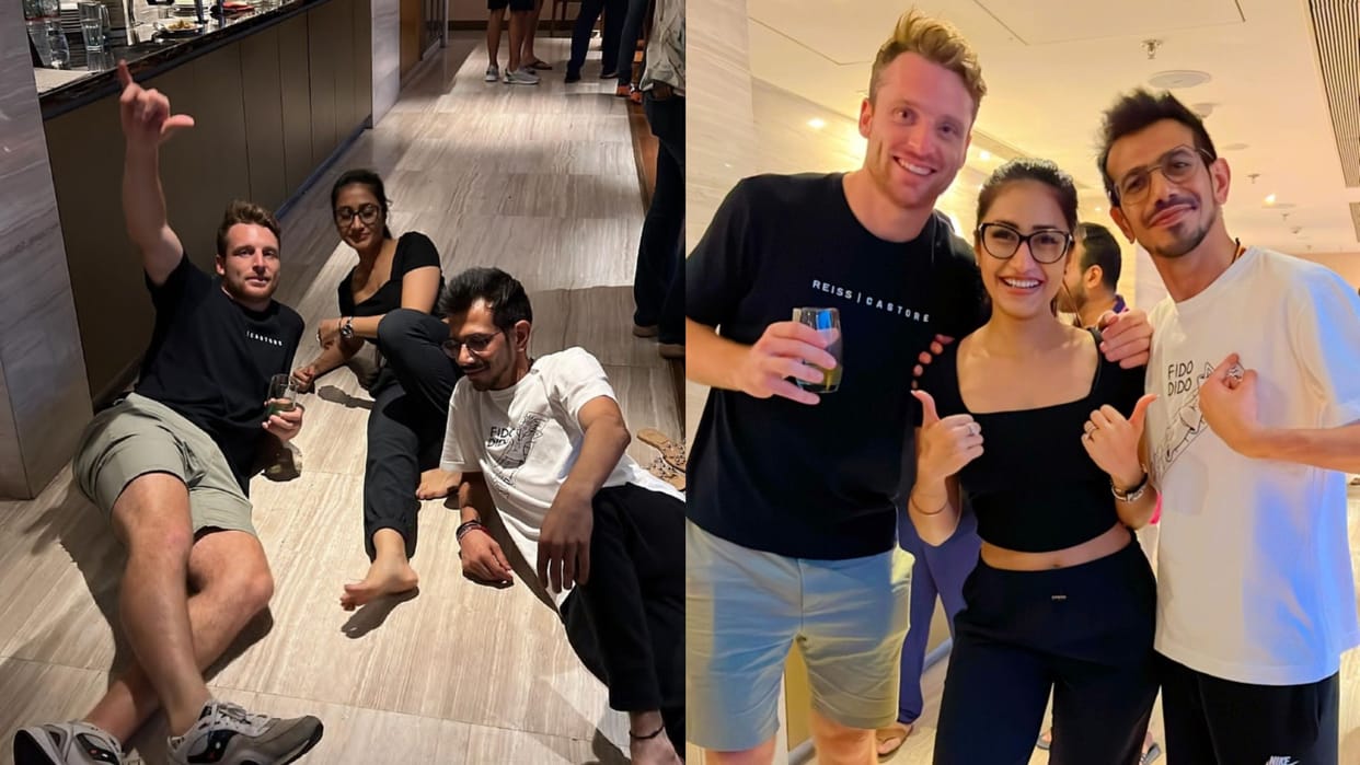 Dhanshree Shares Dance video with Yuzvendra Chahal and jos buttler says pink between orange and purple