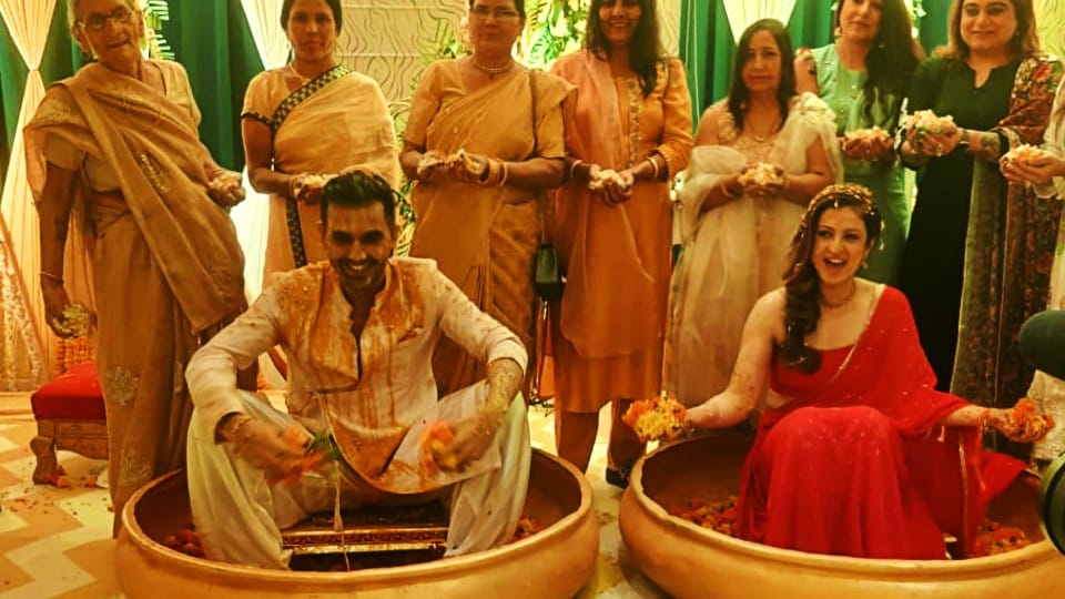 Deepak Chahar Jaya Bhardwaj Haldi ceremony photos Deepak Chahar Jaya Bhardwaj Wedding today
