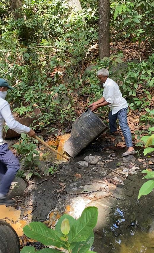 forest team destroyed six illegale  wine bhathiya and  1900 ltr lahan in lai forest area  ponta sahib